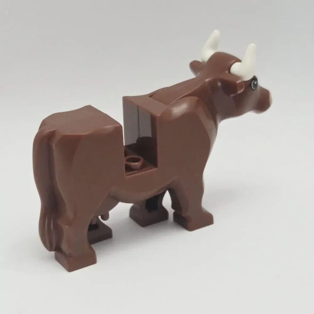 Lego Reddish Brown Cows w/ Short Horns Lot of 2 Cow Farm Barnyard Castle Animals